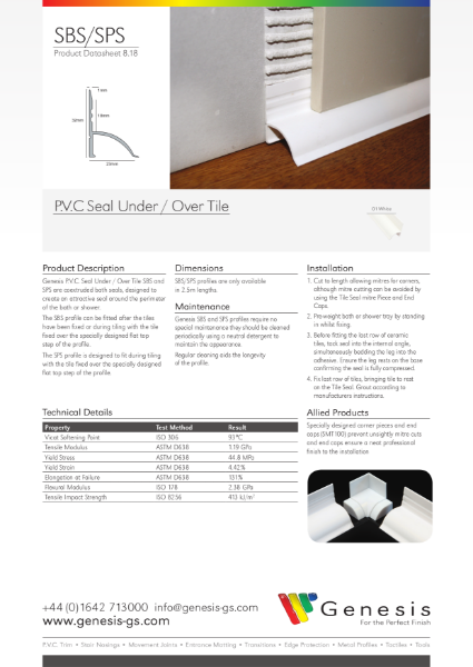 SBS/SPS P.V.C. Seal Under / Over Tile Datasheet