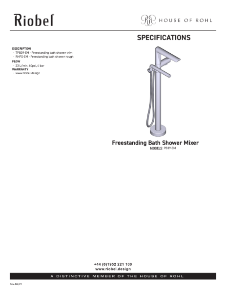 Parabola Freestanding Bath Mixer - PDS