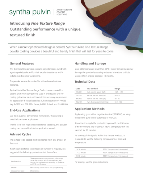 Product Data Sheet Fine Texture collection