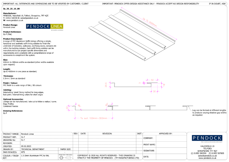 Pendock Linea - Building Linings-Soffit Linings Flat