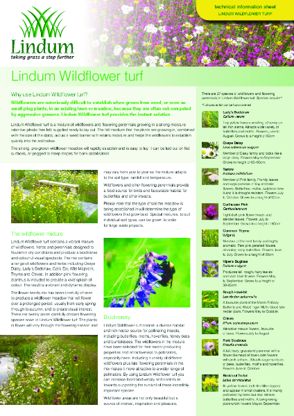 Lindum Wildflower Turf - Data Sheet
