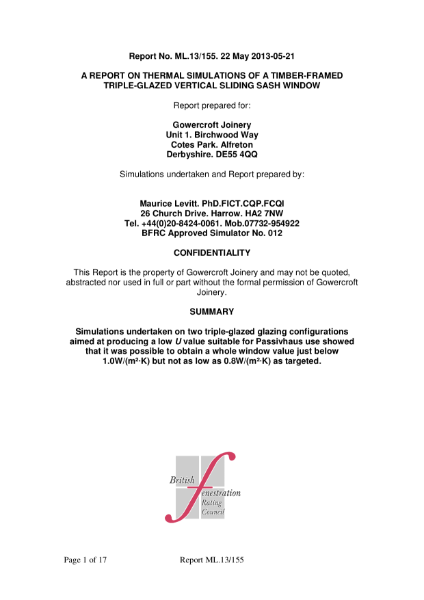 Chatsworth Triple Glazed Thermal Simulation Report