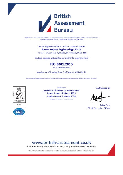 BEMO ISO 9001 Certificate