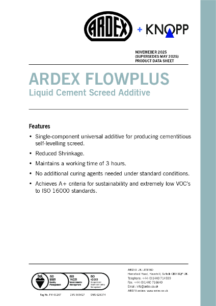 ARDEX FLOWPLUS IL - Liquid Cement Screed Additive
