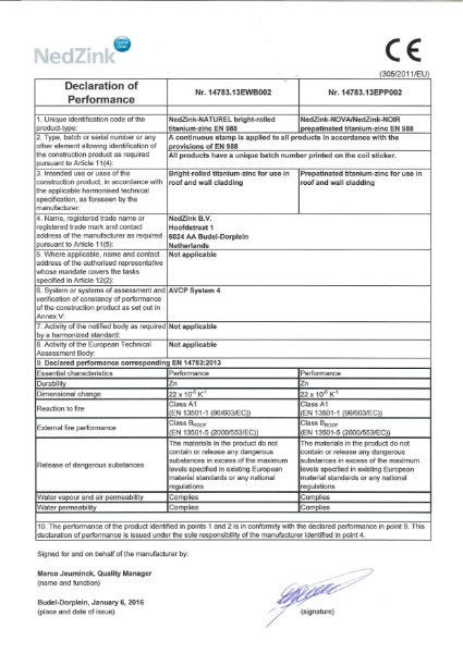 Nedzink Declaration of Performance-14783-13exx002