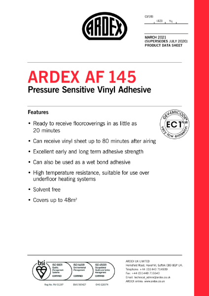 ARDEX AF 145 Datasheet