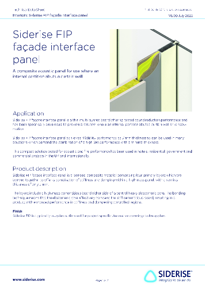 Siderise FIP high performance acoustic panel for facade interface v8.00