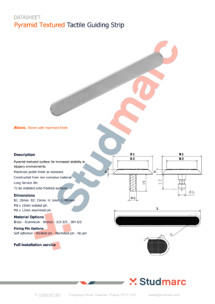 Pyramid Textured Tactile Guiding Strip - Datasheet