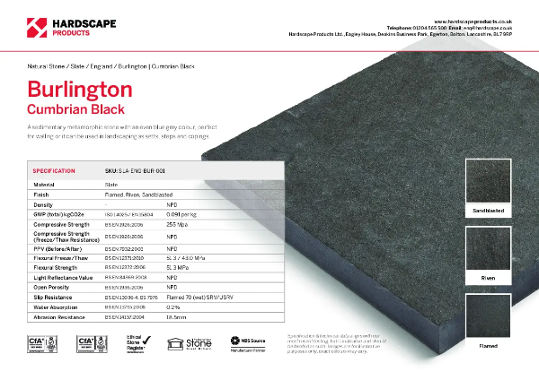 Burlington Cumbrian Black Hardscape Datasheet