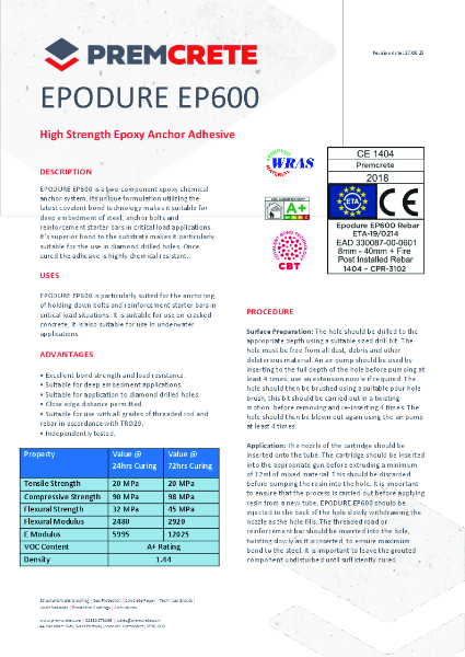 Epodure EP600 Technical Data Sheet 2025