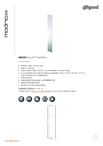 6801M-Datasheet Iss03 Modric® Push Plates