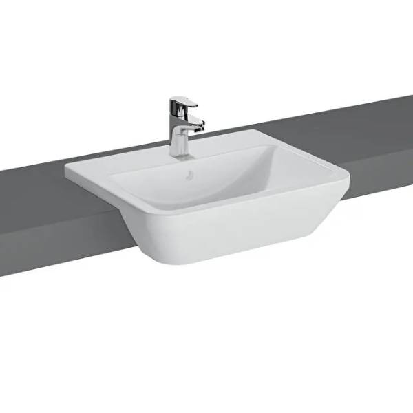7069B003-0001- Integra Square semi-recessed washbasin, 55x54cm, 1 tap hole - Washbasin