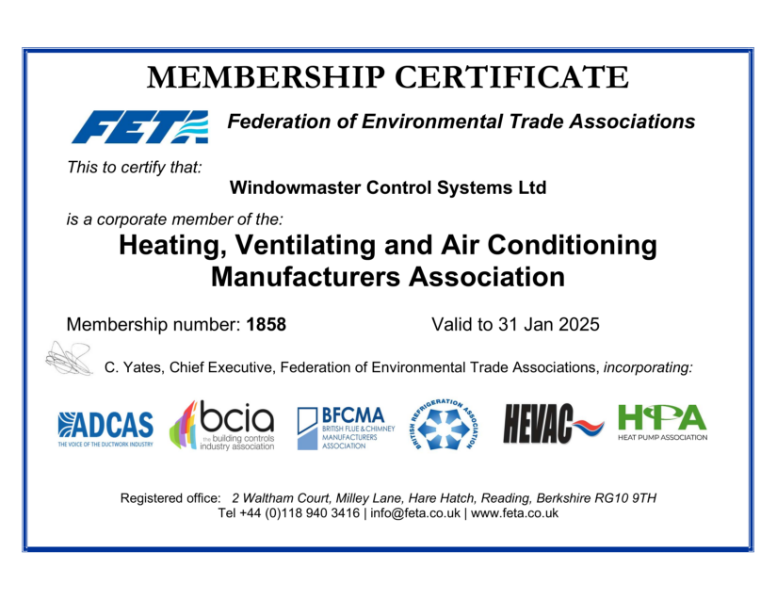 Heating, Ventilating and Air Conditioning Manufactures Association Membership