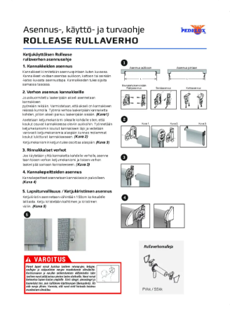 Rulla- ja screenkaihtimien asennusohje
