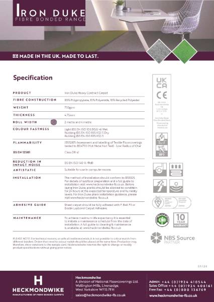 Heckmondwike - Iron Duke - Specification Sheet