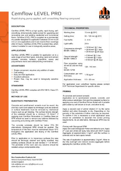 Cemflow LEVEL PRO TDS