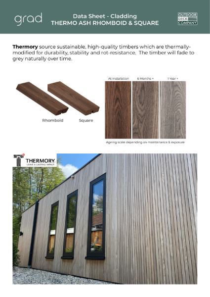 Grad Cladding - Thermo Ash Rhomboid & Square