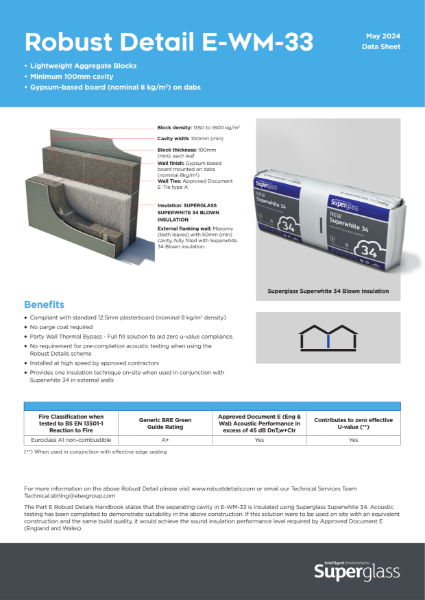 Robust Details Solution E-WM-33 | Superglass Insulation Ltd | NBS Source