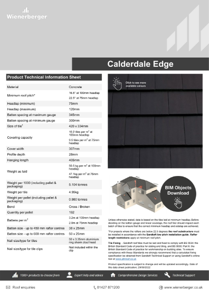 Calderdale Edge Roof Tile Datasheet