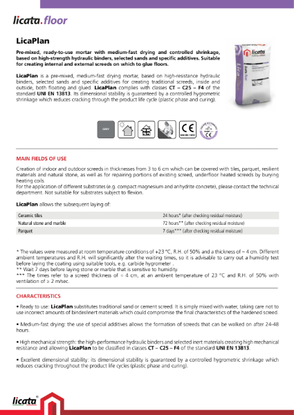 Licata LicaPlan  Premixed Screed