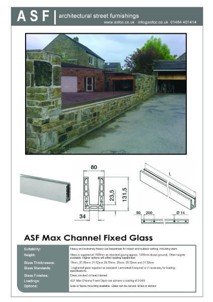 ASF Max Channel Fixed Glass Balustrade
