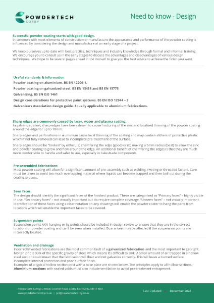 Design Guide for powder coating