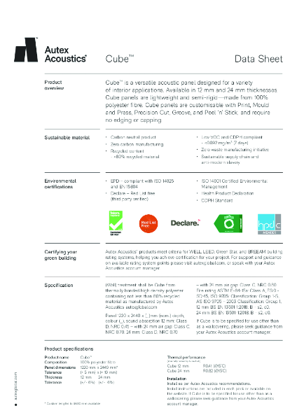 Cube Datasheet