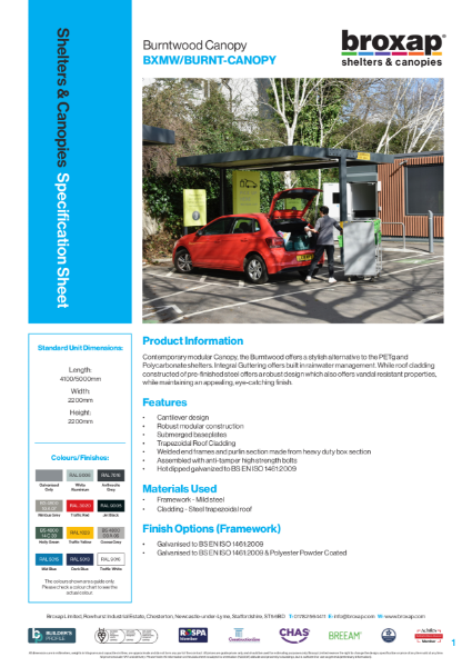 Burntwood Canopy Specification Sheet