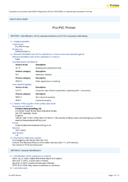 Safety Data Sheet - Pro-Prime® PVC