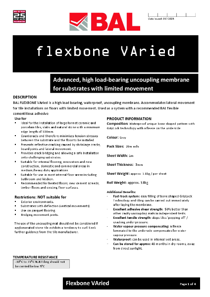BAL Flexbone Varied - Technical Datasheet