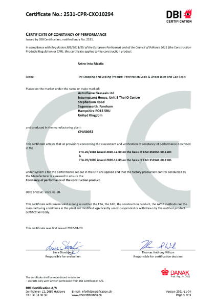 Astro INTU Mastic CE (CoC)