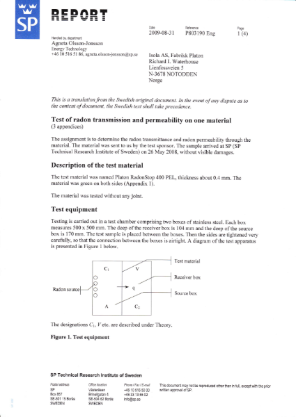 Radon Stop 400 - Test Data