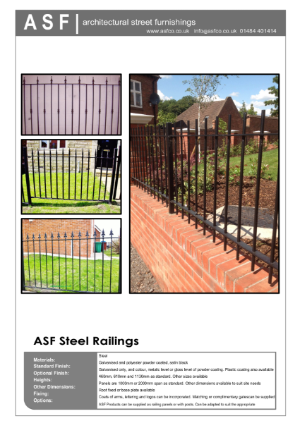 ASF Steel Railings Data Sheet