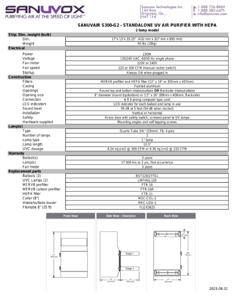 SpecSheet for Sanuvair S300 G2 (EN)