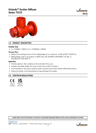 Victaulic Suction Diffuser Series 731-D