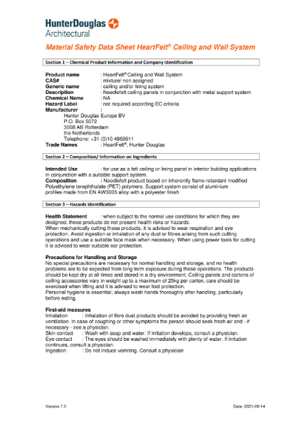 Material safety data sheet, HeartFelt ceiling & wall, en_v7.0