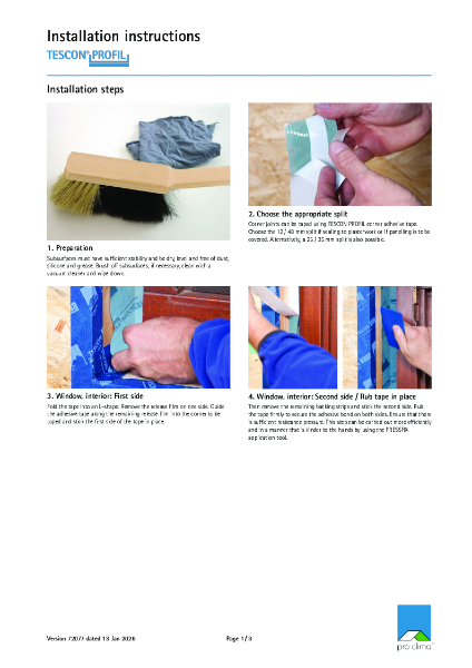 Pro Clima Tescon Profil Installation Instructions