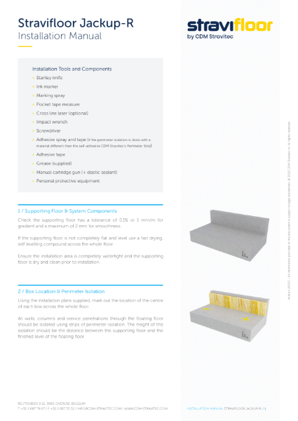 Stravifloor Jackup-R Installation Manual