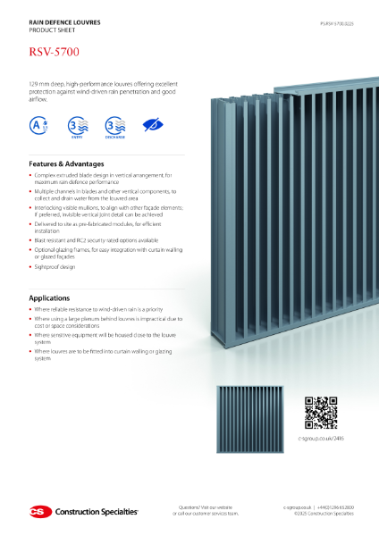 CS RSV-5700 Rain Defence Louvre Product Sheet (02.25)