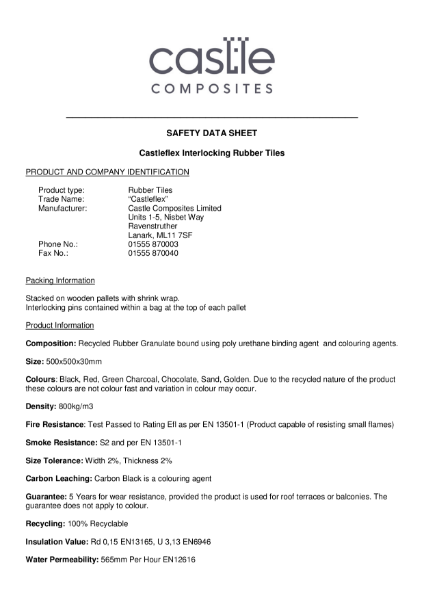 Castleflex Rubber Tile - Data Sheet