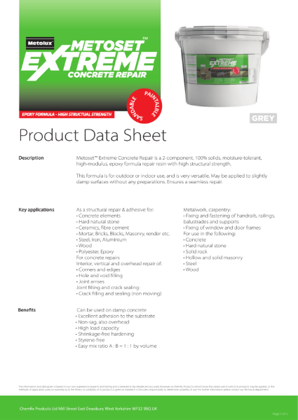 Metolux® Metoset Extreme Product Data Sheet