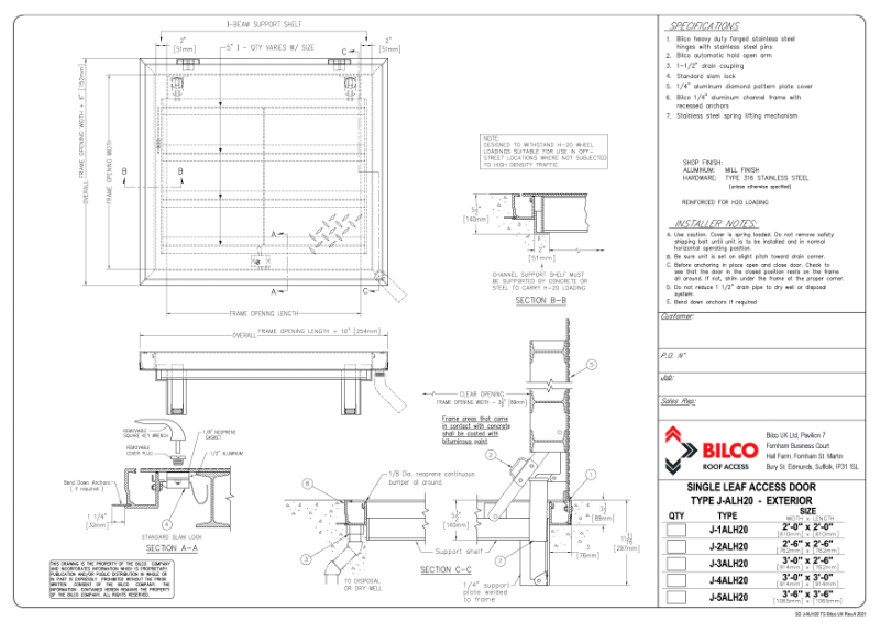 SUBMITTAL DRAWINGS (SINGLE LEAF)