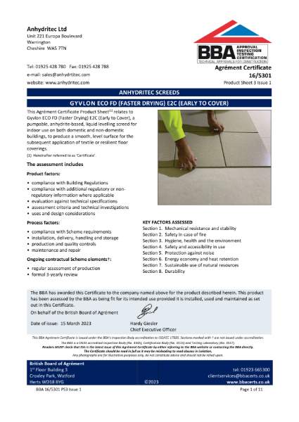 BBA Agrément Certificate