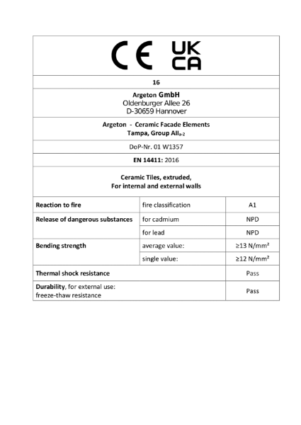 UKCA Marking for Tampa Tiles