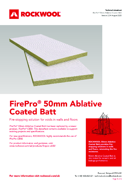 Ablative Coated Batt (FirePro 50mm) - Datasheet