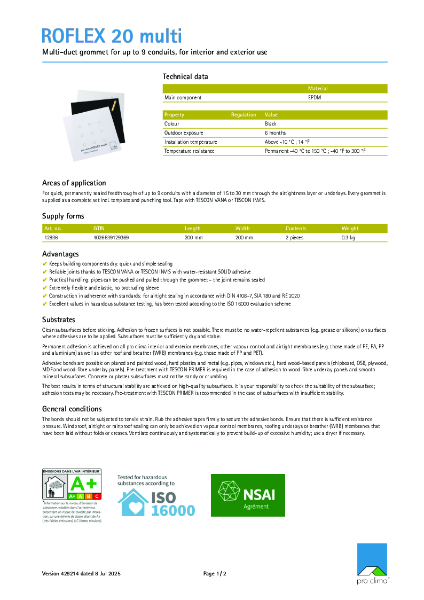 Roflex 20 Multi Technical Datasheet