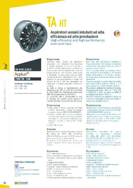 TA-HT Series High Performance, Increased Efficiency Duct Axial Fans Brochure