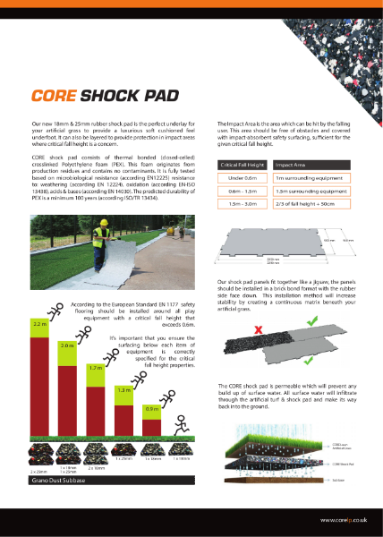 CORE SHOCK PAD Specification Sheet