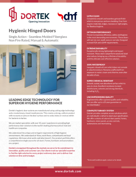 DMF Dortek GRP Hinged doors datasheet