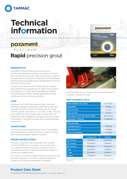 Pozament Platinum Rapid Precision Grout